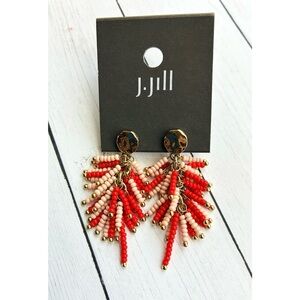 NEW NWT J. Jill Gold Coral Pink Seed Bead Colorful Beach Earrings $29 Retail